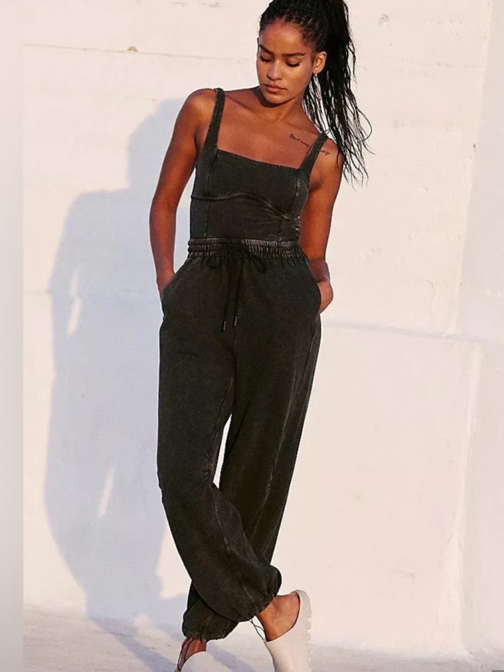 FREE PEOPLE Inbound Onesie in Black Size medium NWOT